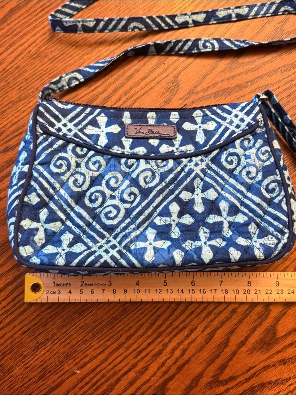 Vera Bradley Little Crossbody Bag Cuban Tiles Blue Quilted Cotton Purse